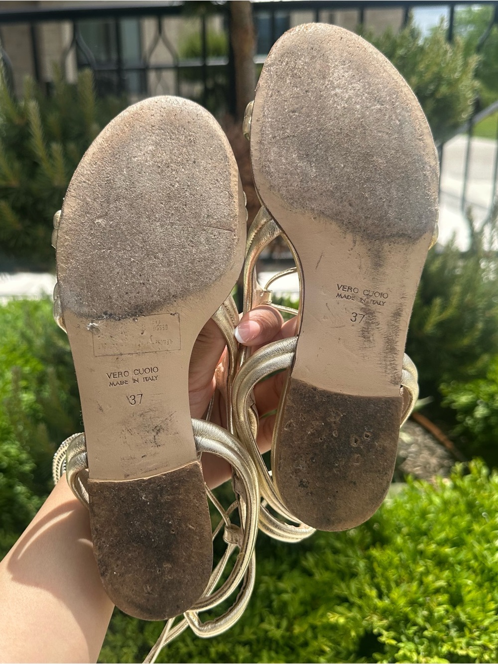 Gianvito Rossi Inspired Grigiarancio Gold Metallic Lace Tie Up Tassel Sandals 37 - Picture 4 of 10